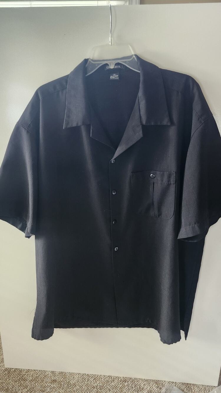 Giorgio B Mens Short Sleeve Shirt 2X Black Collar 100% Polyester Casual #283